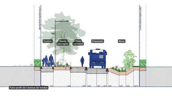 Réaménagement de l'avenue de Verdun : futur profil de l'avenue de Verdun