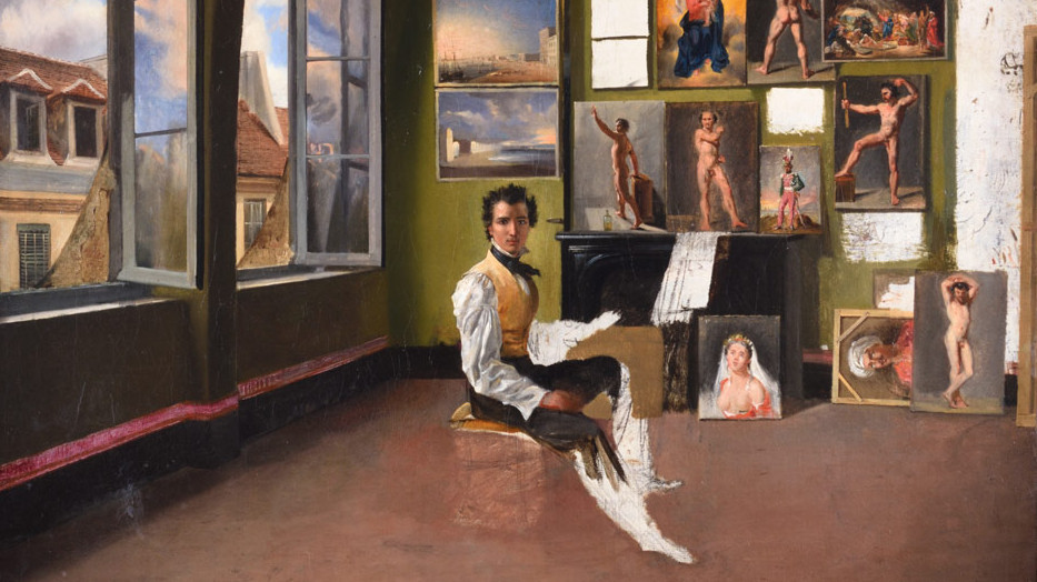 Léon Mathieu Cochereau, Autoportrait dans l’atelier, vers 1817