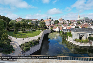Vue d&rsquo;architecte du projet Parking Saint-Pierre, depuis le boulevard de la Courtille