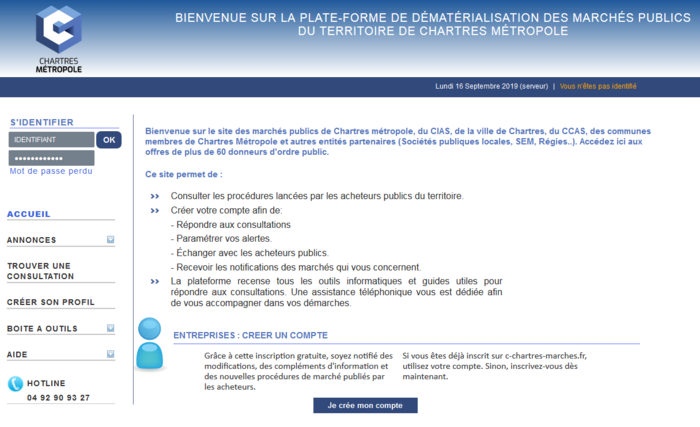 Nouvelle plateforme de dématérialisation des marchés publics de Chartres métropole – Ville de Chartres