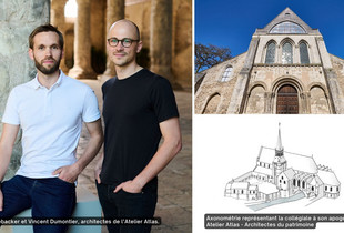 Les architectes de l'Atelier Atlas qui suivent le chantier des vitraux de cla collégiale Saint-André