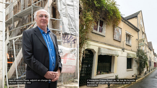 Jean-François Plaze, adjoint en charge de l'Action coeur de ville, devant un immeuble de la rue Saint-Pierre en cours de réhabilitation