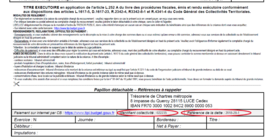 Modèle d'un avis des sommes à payer avec l'identifiant collectivité et la référence de la dette – Ville de Chartres