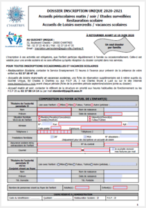 Dossier unique d'inscription pour les activités scolaires et périscolaires 2020-2021 – Ville de Chartres