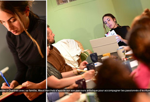 Portrait de Maude Harcheb lors de ses ateliers d'&eacute;criture.