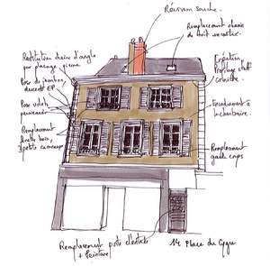 Opération Façades - Croquis de JM Reymman - Ville de Chartres