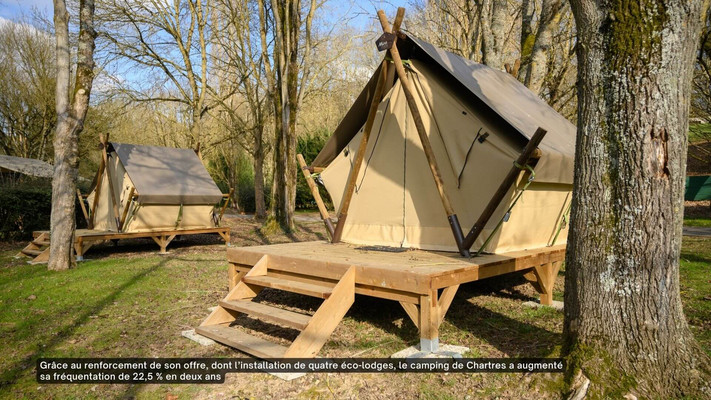Grâce au renforcement de son offre, dont l’installation de quatre éco-lodges, le camping de Chartres a augmenté sa fréquentation de 22,5 % en deux ans