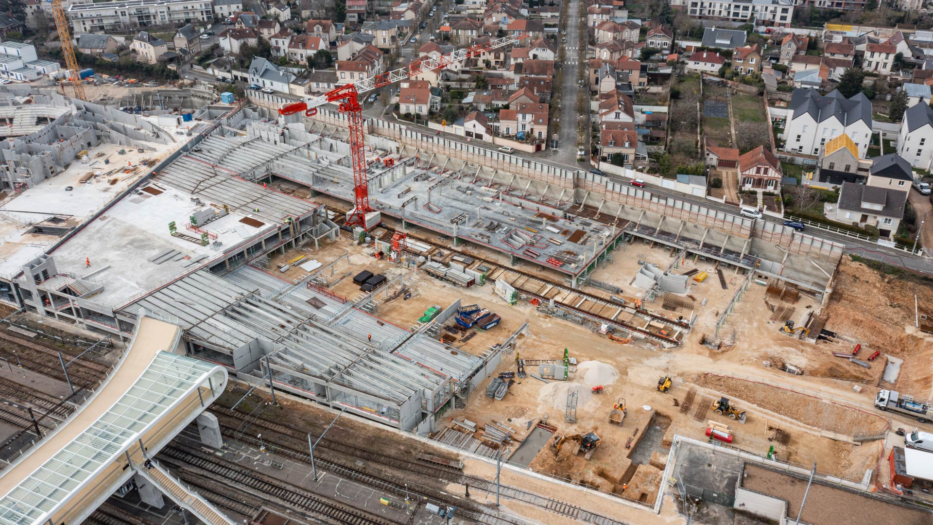 Vue drone du chantier du parking