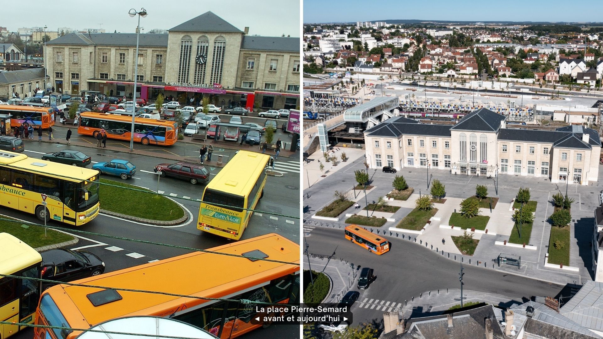 La place Pierre-Semard avant et après les travaux du projet Pôle Gare