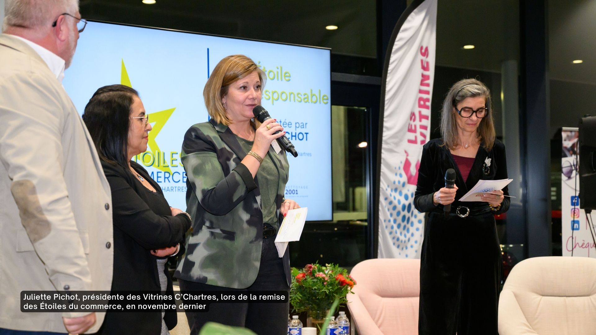 Juliette Pichot, présidente des Vitrines C’Chartres, lors de la remise des Étoiles du commerce, en novembre dernier