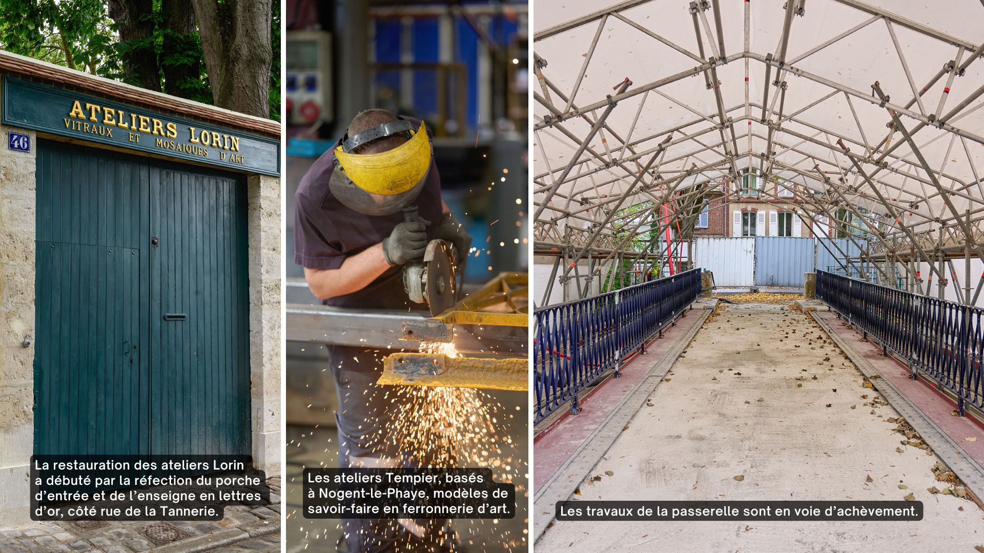Les différentes étapes de la rénovation des Ateliers Lorin à Chartres.