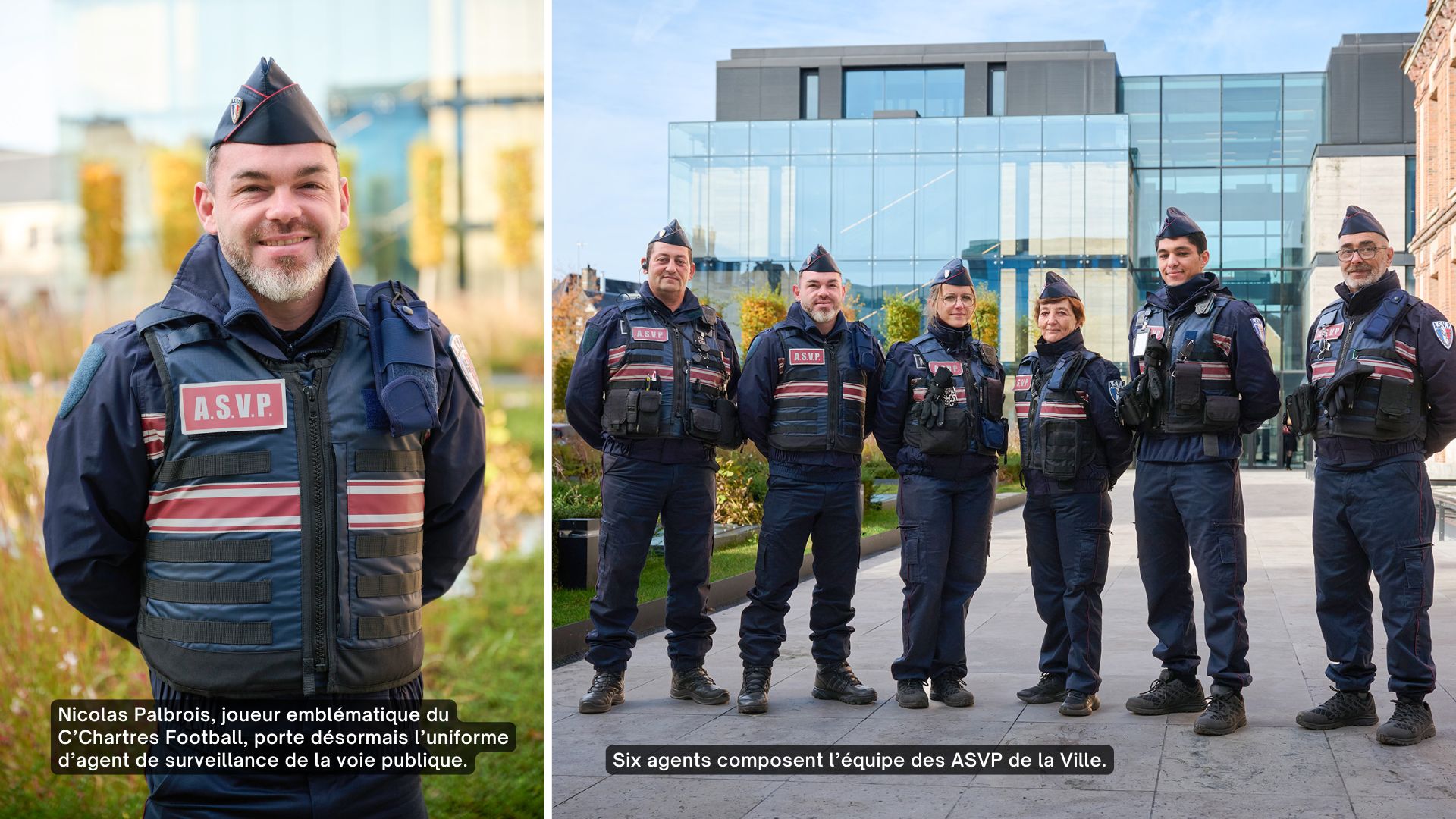 Portrait de Nicolas Palbrois et les six agents qui composent l'équipe des ASVP de la Ville.