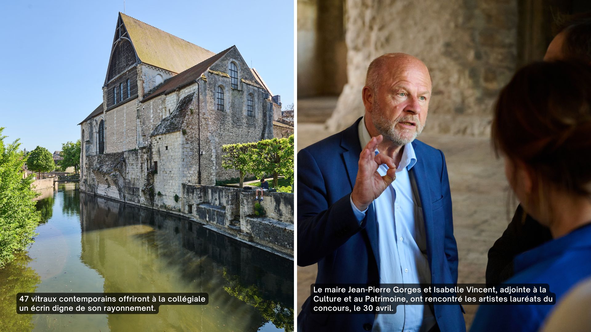 Photo de la Collégiale Saint-André et du maire de Chartres Jean-Pierre Gorges