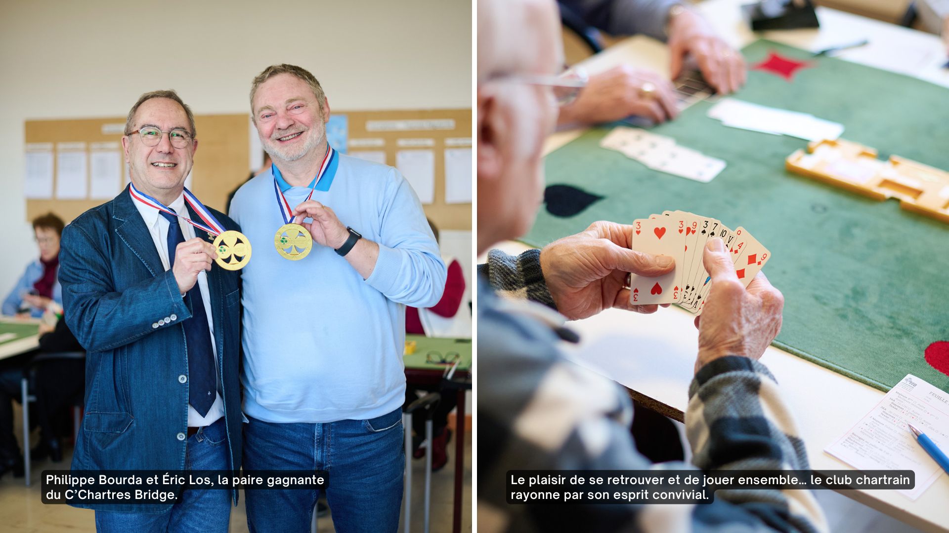 Portrait des champions de France de bridge, membres du C'Chartres Bridge.