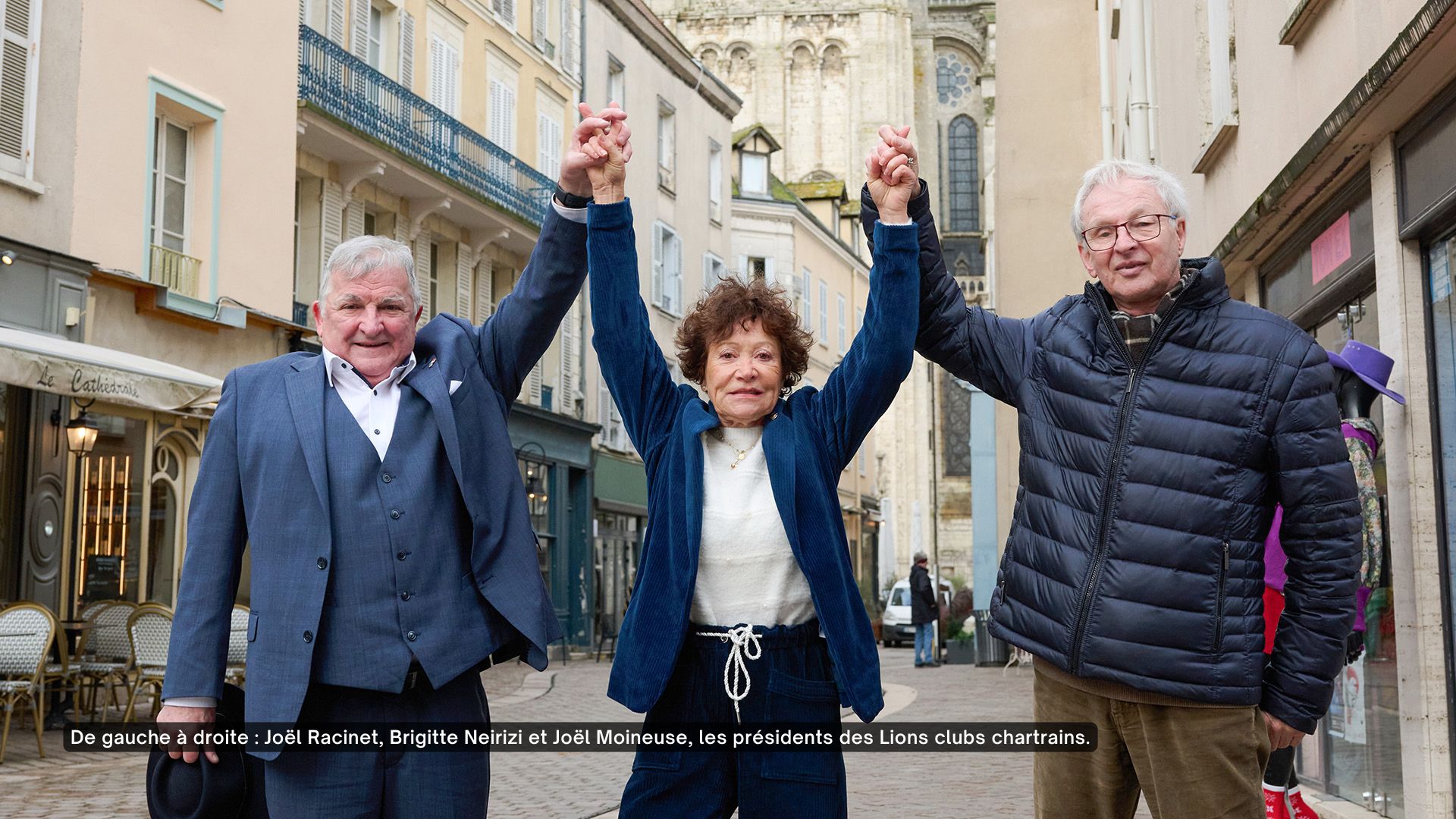 Portrait des pr&eacute;sidents des 3 Lions Clubs de Chartres qui organisent une action contre le cancer au mois de mars.
