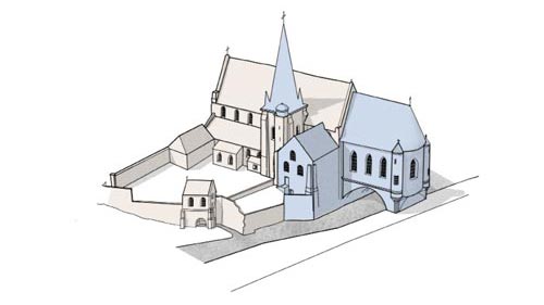 Illustration de la collégiale Saint-André au 13e siècle