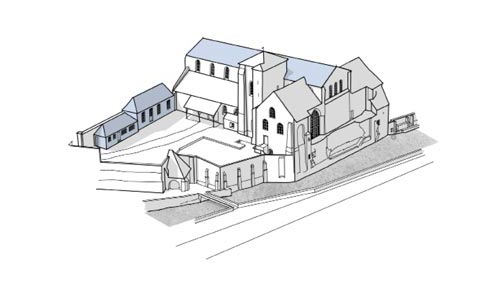 Illustration de la collégiale Saint-André au 20e siècle