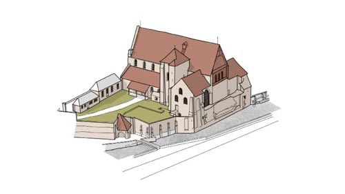 Illustration de l'état actuel de la collégiale Saint-André