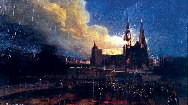 Incendie de 1836 : les flammes de la cathédrale menacent la ville, par Charles Fournier des Ormes – Ville de Chartres
