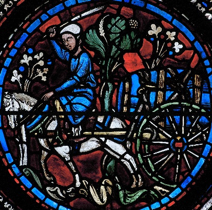 8. Transport d’un tonneau de vin. Bas-côté nord de la nef. Cathédrale de Chartres