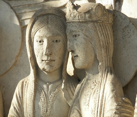 11. Marie et Elisabeth, très proches. Sculptures de la baie droite. Cathédrale de Chartres
