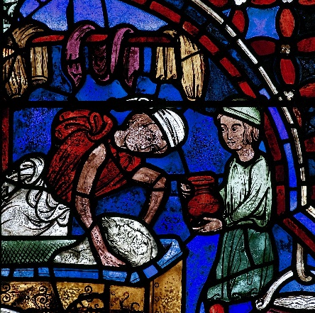 48. Un boulanger pétrissant la pâte. Déambulatoire, position axiale. Cathédrale de Chartres